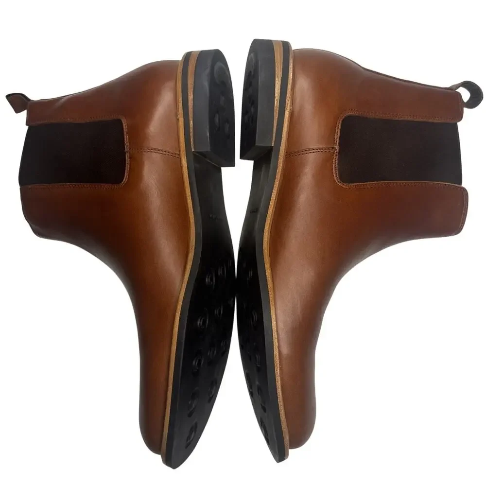 Nisolo All-Weather Chelsea Boots Men’s 13 Brandy Brown Leather Pull-On NEW
